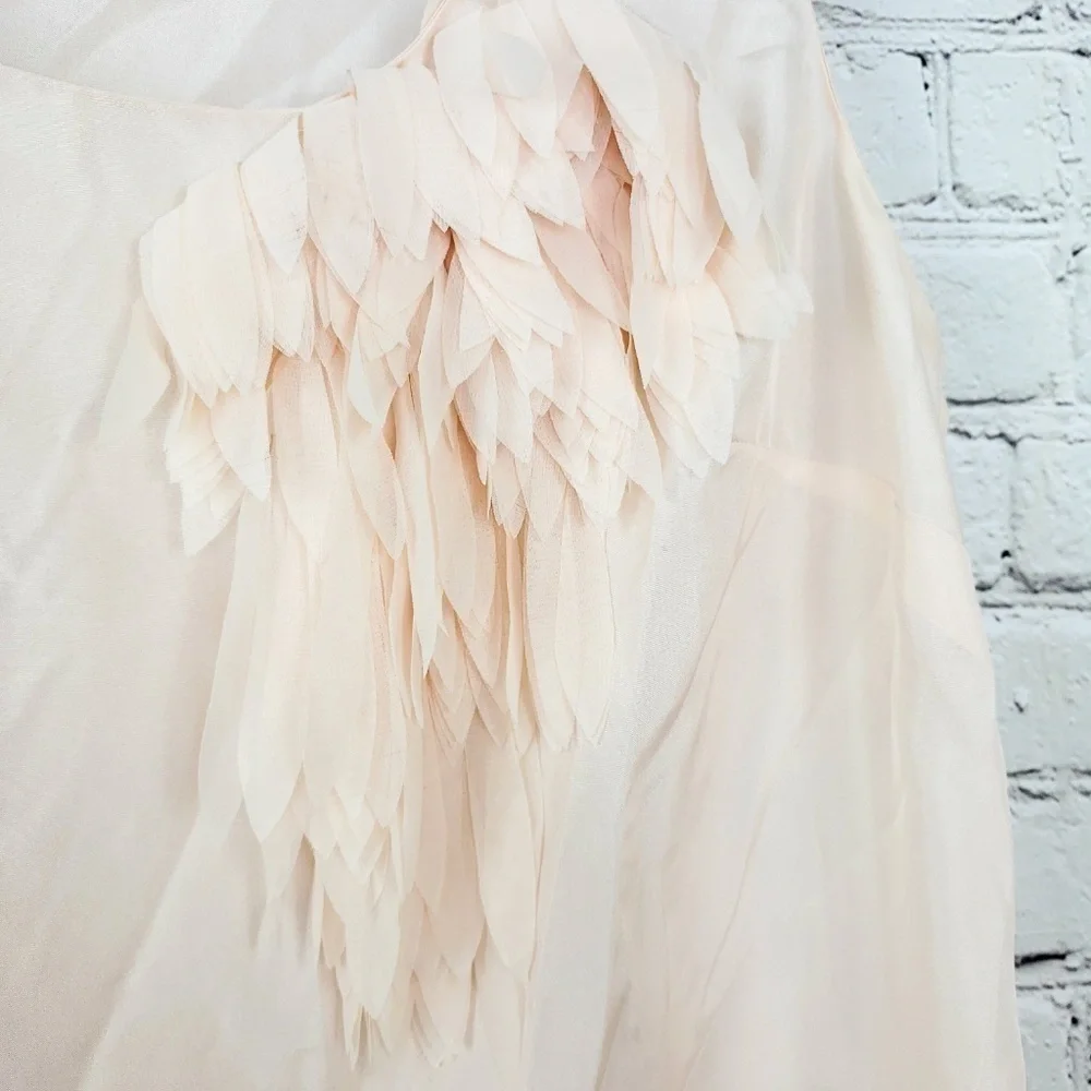 Ann Taylor blush silk tank with floral design szM - Picture 3 of 6